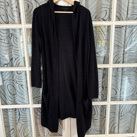 Barefoot Dreams Cozychic Lite S Black Hooded Duster Robe